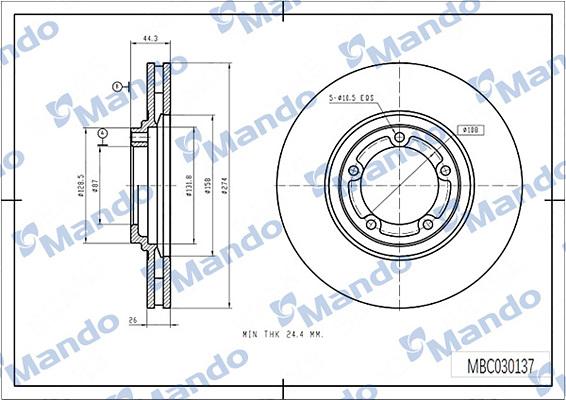 Mando MBC030137 - Тормозной диск avtokuzovplus.com.ua