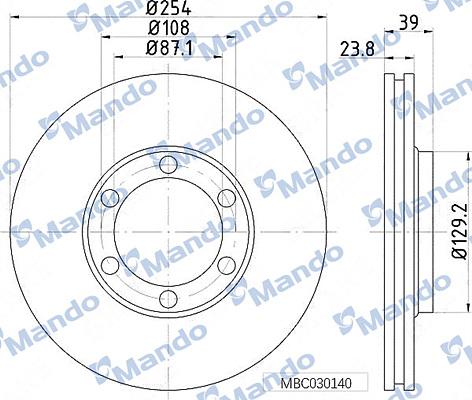 Mando MBC030140 - Тормозной диск avtokuzovplus.com.ua