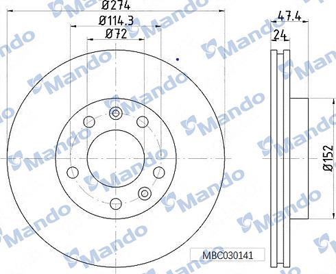 Mando MBC030141 - Тормозной диск avtokuzovplus.com.ua