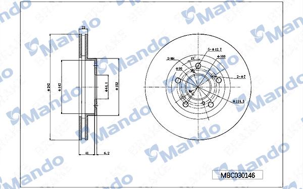 Mando MBC030146 - Тормозной диск avtokuzovplus.com.ua