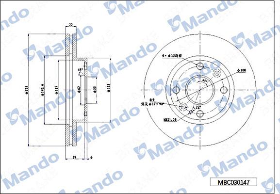 Mando MBC030147 - Гальмівний диск autocars.com.ua