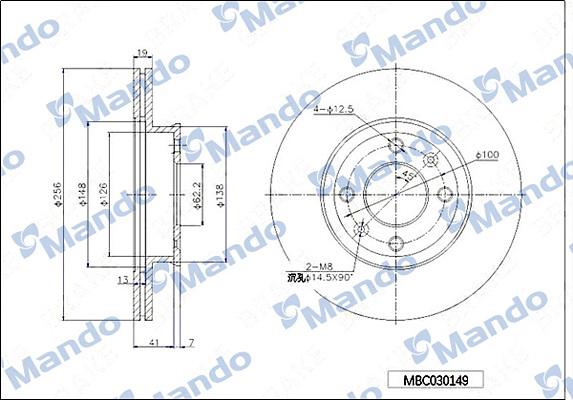 Mando MBC030149 - Тормозной диск avtokuzovplus.com.ua