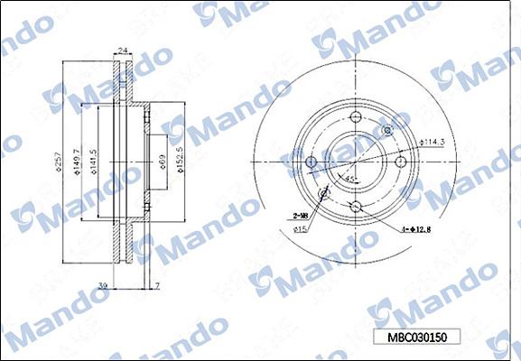 Mando MBC030150 - Тормозной диск avtokuzovplus.com.ua