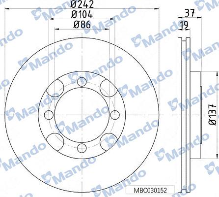 Mando MBC030152 - Тормозной диск avtokuzovplus.com.ua