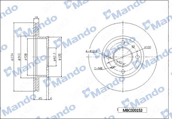 Mando MBC030153 - Тормозной диск avtokuzovplus.com.ua