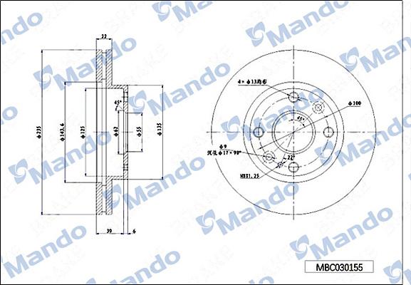 Mando MBC030155 - Тормозной диск avtokuzovplus.com.ua