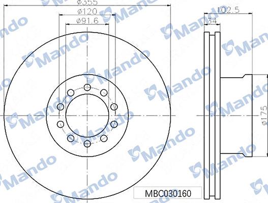 Mando MBC030160 - Гальмівний диск autocars.com.ua