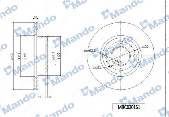 Mando MBC030161 - Тормозной диск avtokuzovplus.com.ua