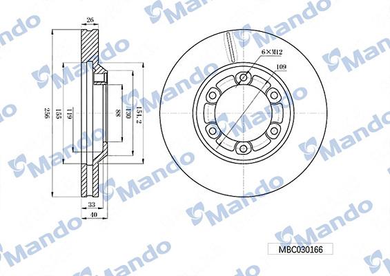 Mando MBC030166 - Тормозной диск avtokuzovplus.com.ua