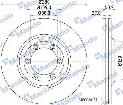 Mando MBC030167 - Тормозной диск avtokuzovplus.com.ua