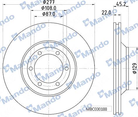 Mando MBC030188 - Тормозной диск avtokuzovplus.com.ua