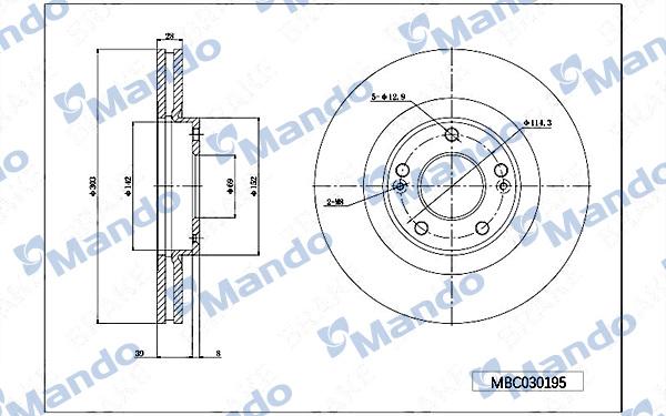 Mando MBC030195 - Гальмівний диск autocars.com.ua