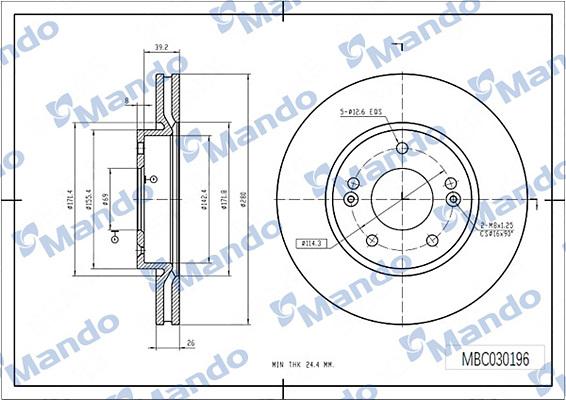 Mando MBC030196 - Гальмівний диск autocars.com.ua