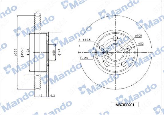 Mando MBC030201 - Тормозной диск avtokuzovplus.com.ua