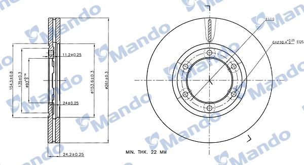 Mando MBC030204 - Гальмівний диск autocars.com.ua