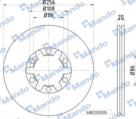 Mando MBC030205 - Гальмівний диск autocars.com.ua