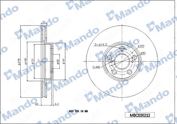 Mando MBC030213 - Гальмівний диск autocars.com.ua