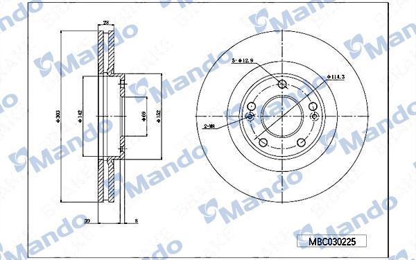 Mando MBC030225 - Гальмівний диск autocars.com.ua