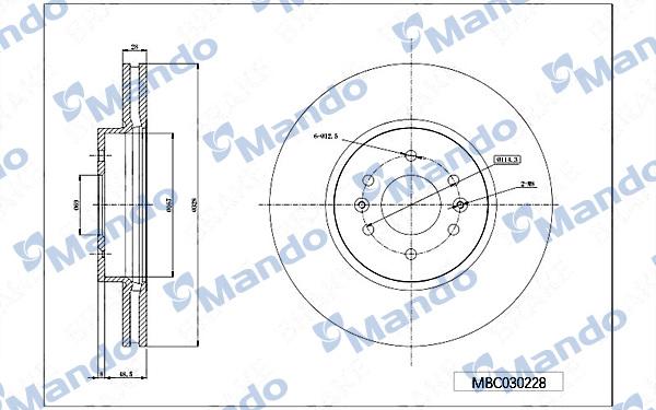 Mando MBC030228 - Гальмівний диск autocars.com.ua