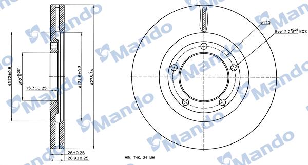 Mando MBC030231 - Гальмівний диск autocars.com.ua