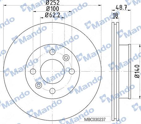 Mando MBC030237 - Гальмівний диск autocars.com.ua