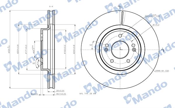 Mando MBC030289 - Гальмівний диск autocars.com.ua