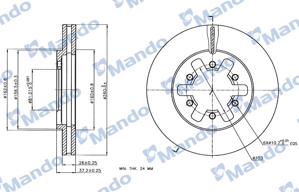 Mando MBC035150 - Гальмівний диск autocars.com.ua