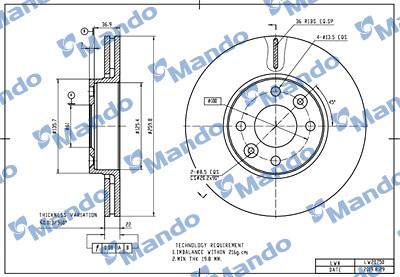 Mando MBC035454 - Гальмівний диск autocars.com.ua