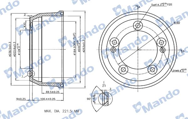 Mando MBD050047 - Гальмівний барабан autocars.com.ua