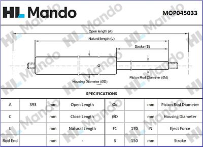 Mando MOP045033 - Газова пружина, кришка багажник autocars.com.ua