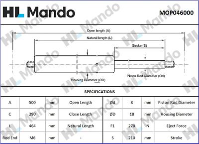 Mando MOP046000 - Газовая пружина, упор avtokuzovplus.com.ua