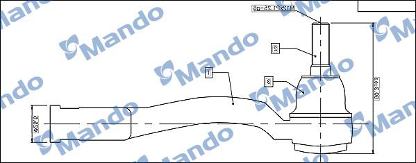 Mando MTG050278 - Наконечник рульової тяги, кульовий шарнір autocars.com.ua