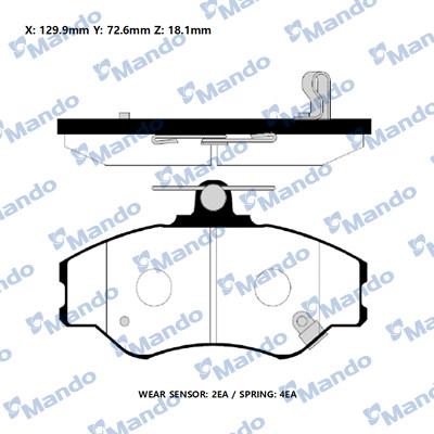 Mando RMPH05NS - Тормозные колодки, дисковые, комплект avtokuzovplus.com.ua