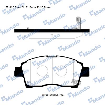 Mando RMPT03NS - Тормозные колодки, дисковые, комплект avtokuzovplus.com.ua