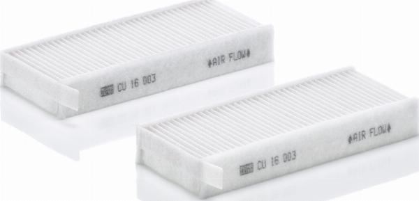 Mann-Filter CU 16 003-2 - Фільтр, повітря у внутрішній простір autocars.com.ua