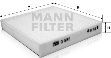 Mann-Filter CU 1919/2 - Фильтр воздуха в салоне avtokuzovplus.com.ua