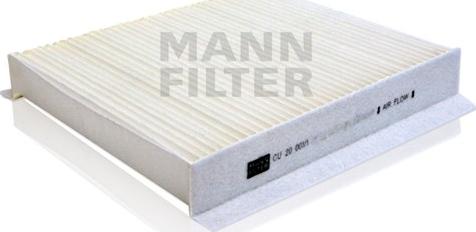 Mann-Filter CU 20 001/1 - Фільтр, повітря у внутрішній простір autocars.com.ua