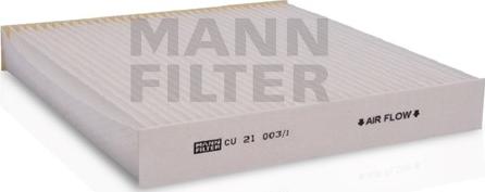 Mann-Filter CU 21 003/1 - Фільтр, повітря у внутрішній простір autocars.com.ua