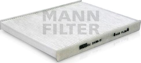 Mann-Filter CU 2436/3 - Фільтр, повітря у внутрішній простір autocars.com.ua