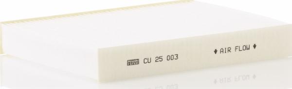 Mann-Filter CU 25 003 - Фільтр, повітря у внутрішній простір autocars.com.ua