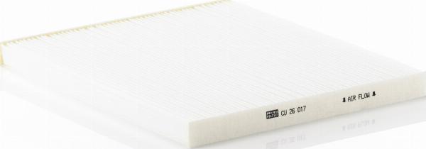Mann-Filter CU 26 017 - Фільтр, повітря у внутрішній простір autocars.com.ua