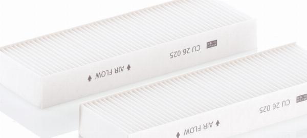 Mann-Filter CU 26 025-2 - Фільтр, повітря у внутрішній простір autocars.com.ua