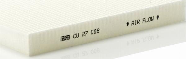 Mann-Filter CU 27 008 - Фільтр, повітря у внутрішній простір autocars.com.ua