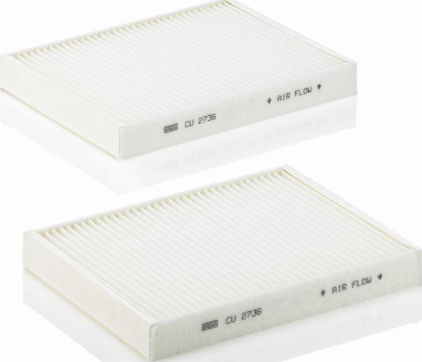 Mann-Filter CU 2736-2 - Фільтр, повітря у внутрішній простір autocars.com.ua