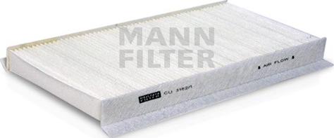 Mann-Filter CU 3162/1 - Фільтр, повітря у внутрішній простір autocars.com.ua