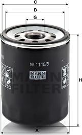 Mann-Filter W 1140/5 - Масляный фильтр avtokuzovplus.com.ua