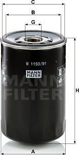 Mann-Filter W 1150/91 - Фільтр, Гідравлічна система приводу робочого устаткування autocars.com.ua