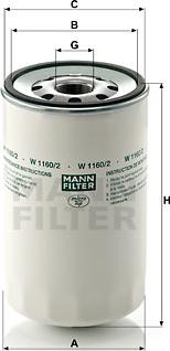 Mann-Filter W 1160/2 - Масляний фільтр autocars.com.ua