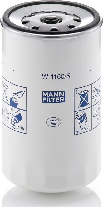 Mann-Filter W 1160/5 - Масляний фільтр autocars.com.ua