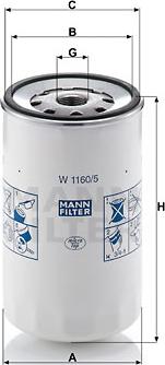 Mann-Filter W 1160/5 - Фільтр оливний autocars.com.ua